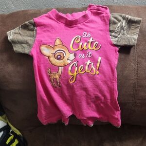 Adorable Pink Romper with Deer Graphic